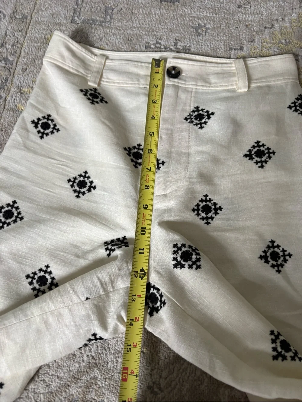 Zara linen blend wide-leg pants with embroidered details